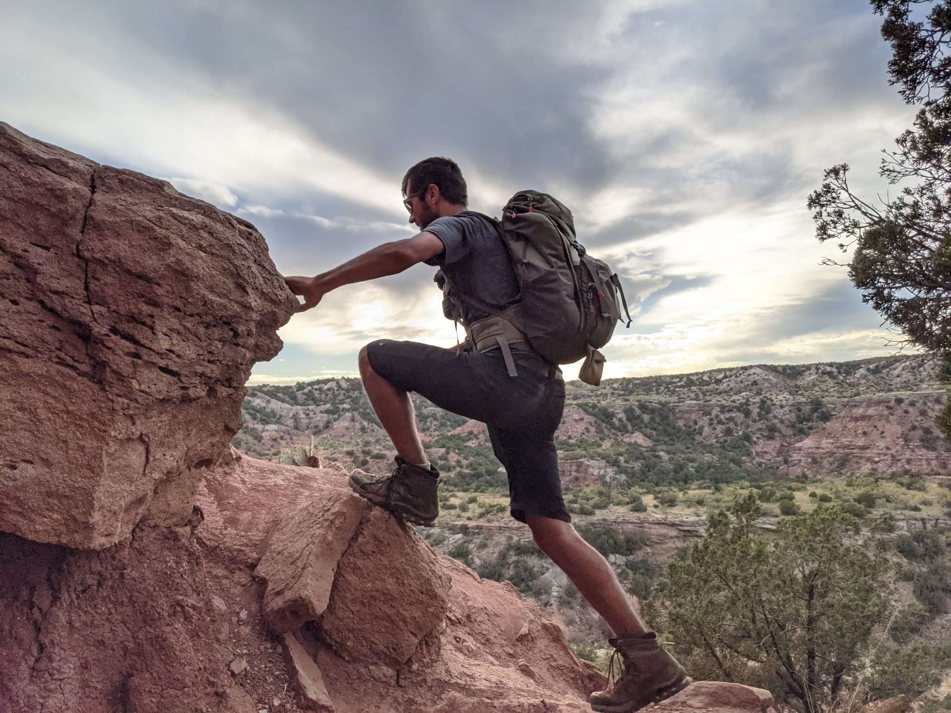 tom hiking in palo duro canyon texas
