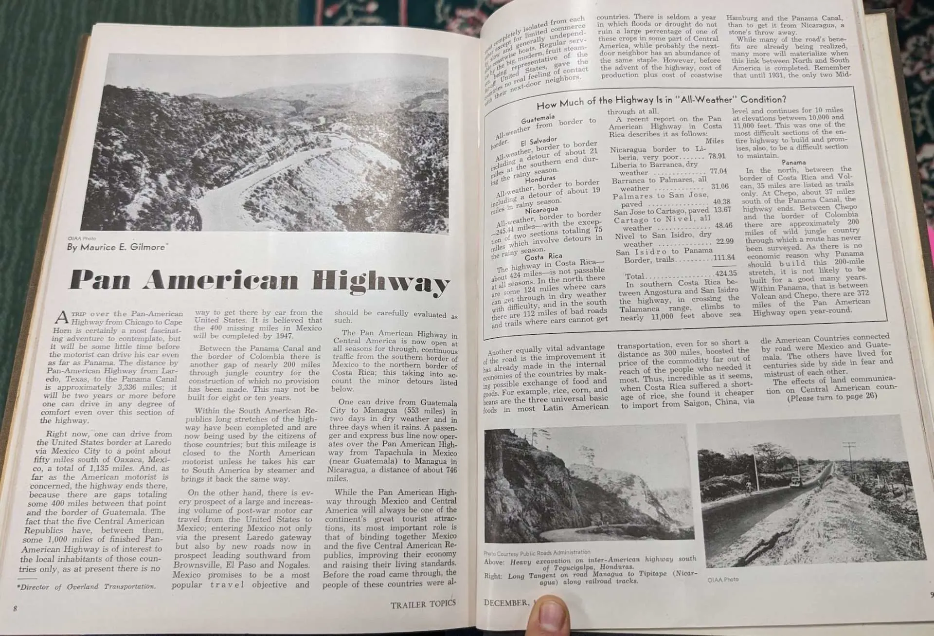 December 1945 Issue of Trailer Topics Magazine, "Pan American Highway" by Maurice E. Gilmore