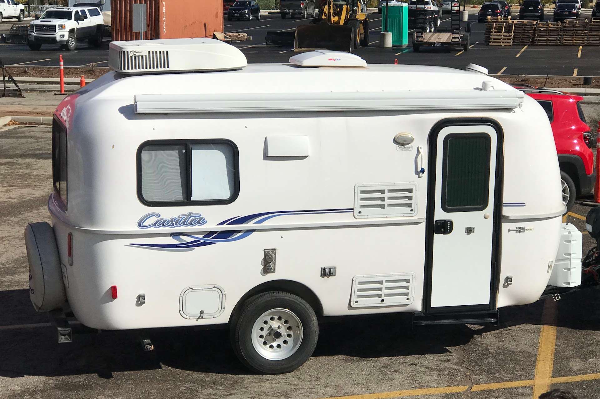 casita travel trailer in parking lot