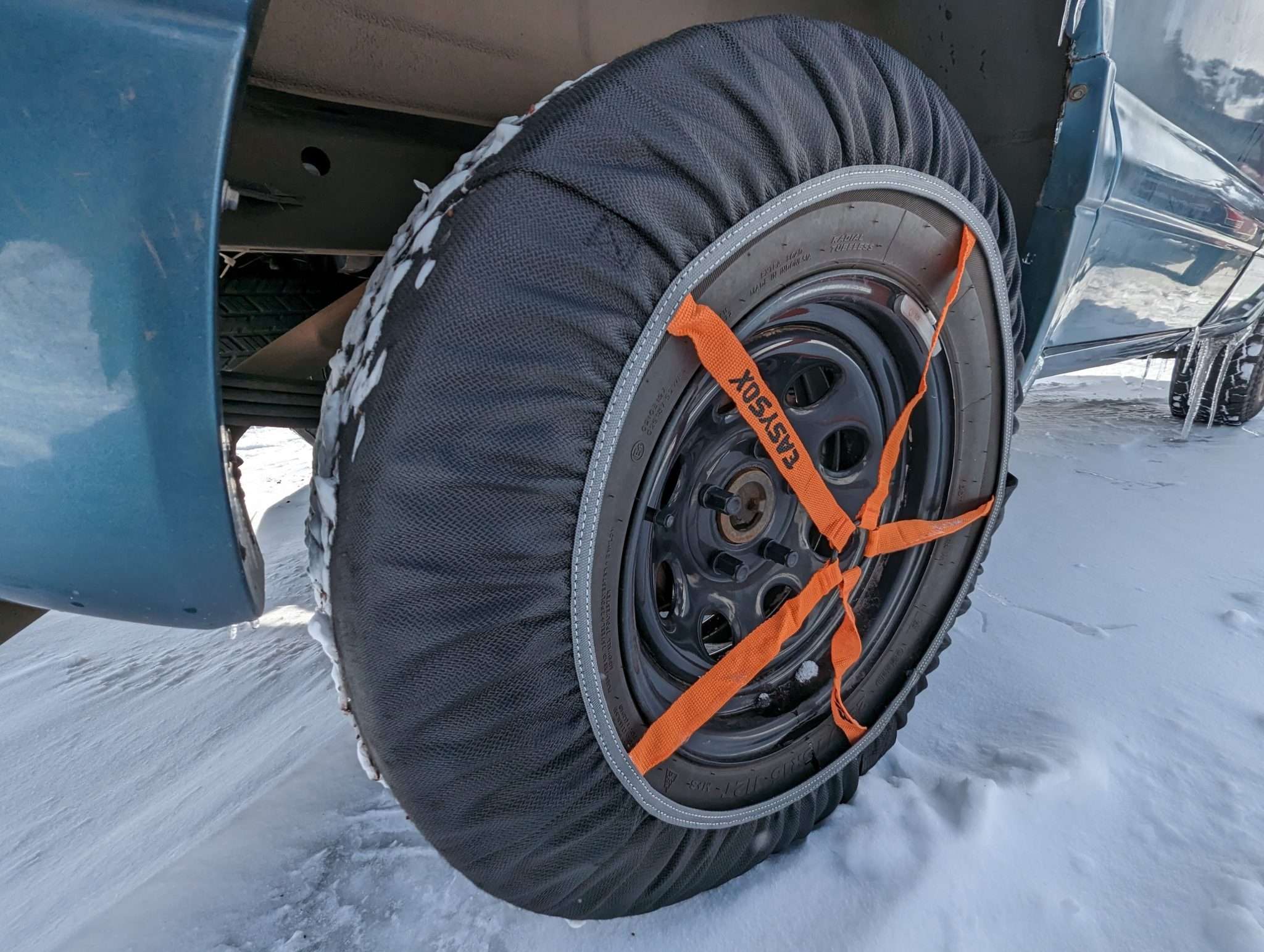 Snow socks on tires