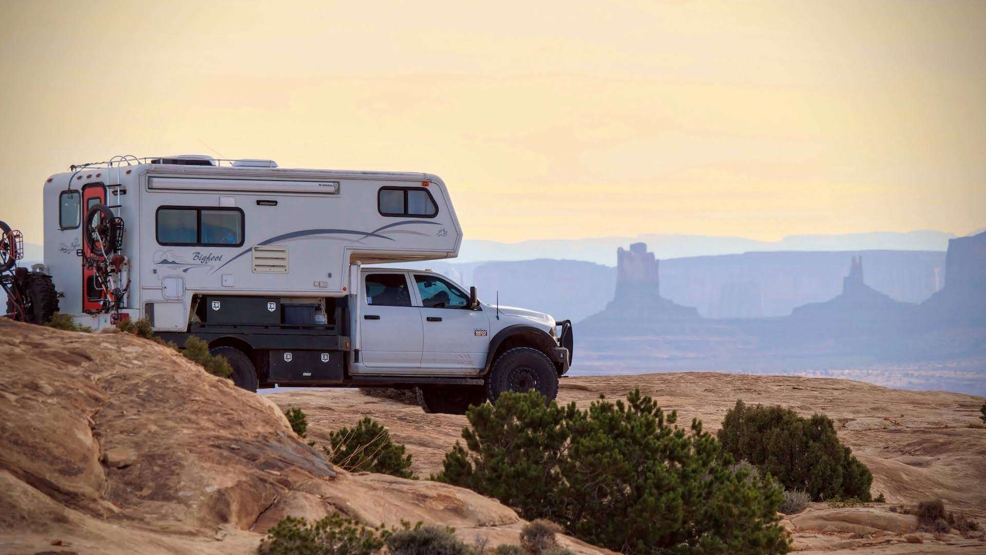 motm bigfoot truck camper at monument valley