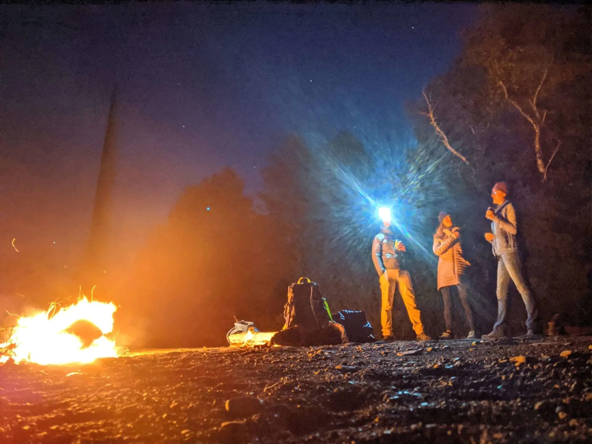 Night time campfire