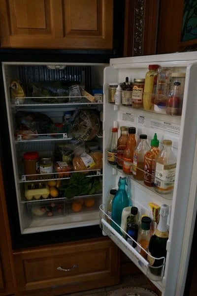 rv fridge full of groceries