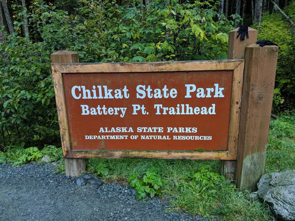 chilkate state park battery point trailhead sign