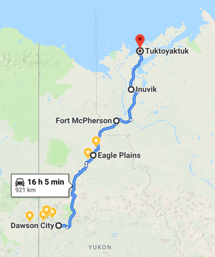 Map of Dempster Highway 
